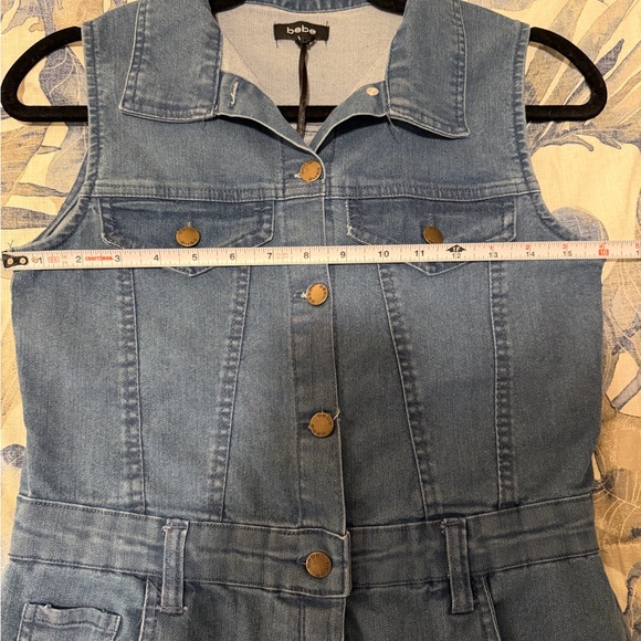 bebe Blue Denim The Sleeveless Midi Shirt Dress - Picture 5 of 7